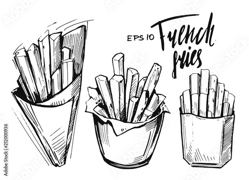 "French fries sketch" Stock image and royalty-free vector files on