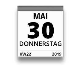 Kalender für Donnerstag, 30. MAI 2019 (Woche 22)
