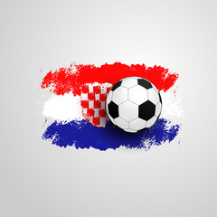 Realistic soccer ball on flag of Croatia, made of brush strokes. Design element. Vector illustration. Isolated on white background
