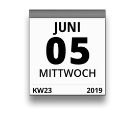 Kalender für Mittwoch, 5. JUNI 2019 (Woche 23)