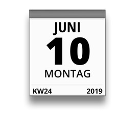 Kalender für Montag, 10. JUNI 2019 (Woche 24)