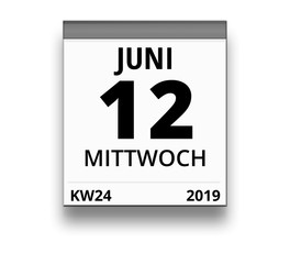 Kalender für Mittwoch, 12. JUNI 2019 (Woche 24)