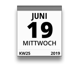 Kalender für Mittwoch, 19. JUNI 2019 (Woche 25)