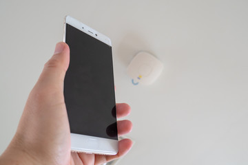 User smart phone connect to WiFi concept