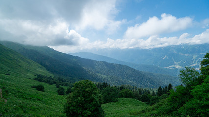 Fototapeta na wymiar gorgeous panorama of the Caucasus mountains