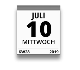 Kalender für Mittwoch, 10. JULI 2019 (Woche 28)