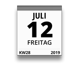 Kalender für Freitag, 12. JULI 2019 (Woche 28)