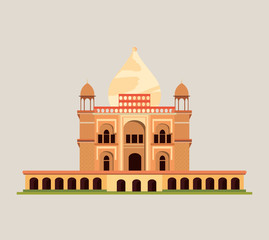 Black silhouettes of india landmarks over white background, vector illustration