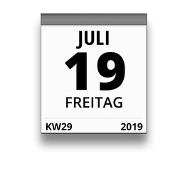 Kalender für Freitag, 19. JULI 2019 (Woche 29)