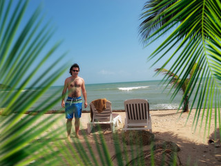 relaxing on beach