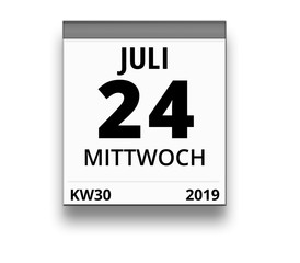 Kalender für Mittwoch, 24. JULI 2019 (Woche 30)
