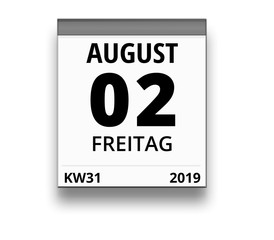 Kalender für Freitag, 2. AUGUST 2019 (Woche 31)