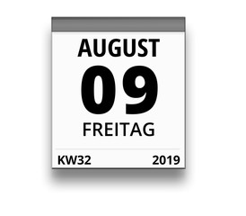 Kalender für Freitag, 9. AUGUST 2019 (Woche 32)