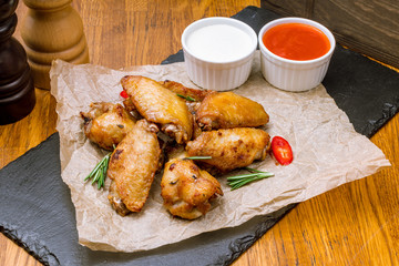 Chicken wings with blue cheese sauce