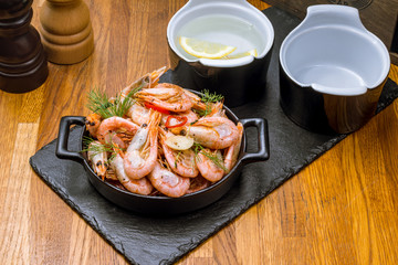 boiled shrimp on plate