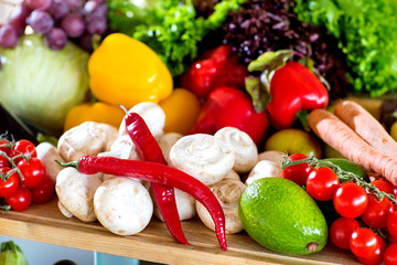 A lot of vegetables on the table.