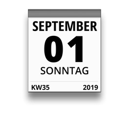 Kalender für Sonntag, 1. SEPTEMBER 2019 (Woche 35)