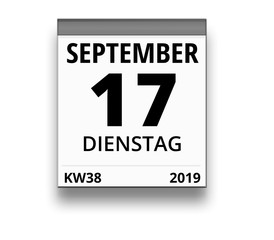 Kalender für Dienstag, 17. SEPTEMBER 2019 (Woche 38)