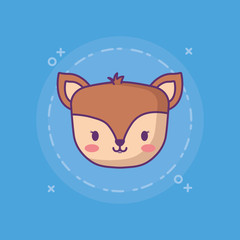 cute deer icon over blue background, colorful design. vector illustration