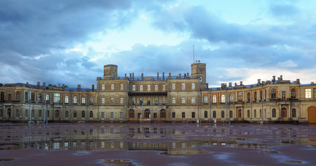 Fototapeta na wymiar The old great Gatchina Palace after the summer rain. Russia. Gatchina.