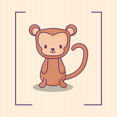 cute monkey icon over orange background, colorful design. vector illustration