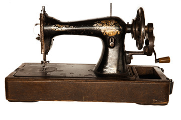 vintage sewing machine isolated on white