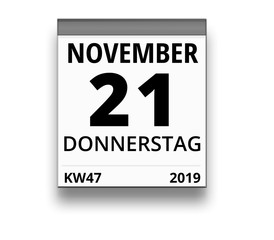 Kalender für Donnerstag, 21. NOVEMBER 2019 (Woche 47)