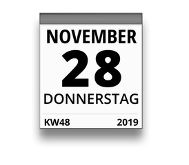 Kalender für Donnerstag, 28. NOVEMBER 2019 (Woche 48)