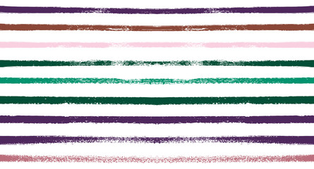 Retro Seamless Watercolor Sailor Stripes Vector Summer Pattern. Creative Hand Painted Graffiti Lines. Textile Vintage Stripes Design. Trendy Autumn Fabric Prints, T-Shirt Seamless Horizontal Pattern.