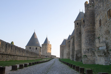 Fototapeta na wymiar Fortified French city of Carcassonne