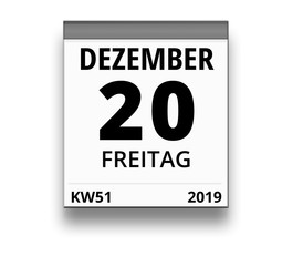 Kalender für Freitag, 20. DEZEMBER 2019 (Woche 51)