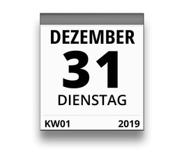 Kalender für Dienstag, 31. DEZEMBER 2019 (Woche 01)