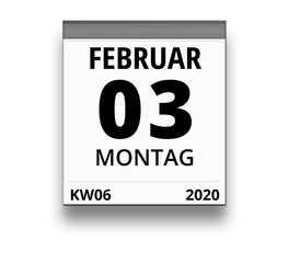 Kalender für Montag, 3. FEBRUAR 2020 (Woche 06)