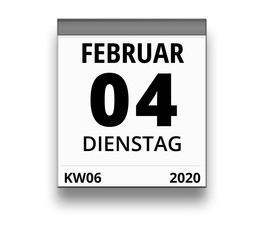 Kalender für Dienstag, 4. FEBRUAR 2020 (Woche 06)