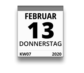Kalender für Donnerstag, 13. FEBRUAR 2020 (Woche 07)