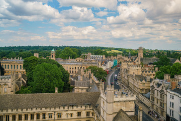 Aerial view of the Oxford cityscape