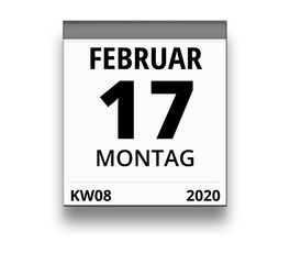 Kalender für Montag, 17. FEBRUAR 2020 (Woche 08)