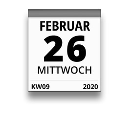 Kalender für Mittwoch, 26. FEBRUAR 2020 (Woche 09)