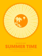 Summer time and happy holiday poster template background