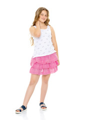 Beautiful teenage girl in full growth