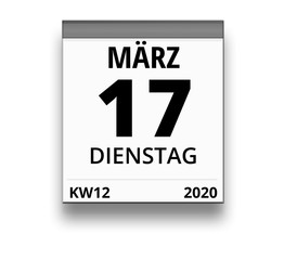 Kalender für Dienstag, 17. MÄRZ 2020 (Woche 12)