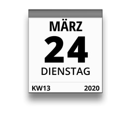 Kalender für Dienstag, 24. MÄRZ 2020 (Woche 13)