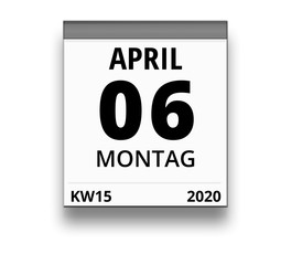 Kalender für Montag, 6. APRIL 2020 (Woche 15)