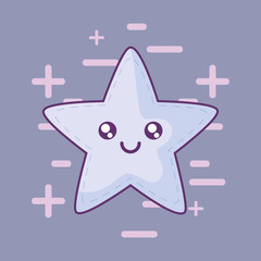 kawaii star icon over purple background, colorful design. vector illustration