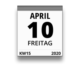 Obraz premium Kalender für Freitag, 10. APRIL 2020 (Woche 15)