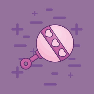 baby rattle icon over purple backgorund, colorful desgin. vector illustration