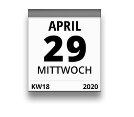 Kalender für Mittwoch, 29. APRIL 2020 (Woche 18)