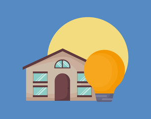 Fototapeta premium smart home design with house and bulb icon over blue background, colorful design. vector illustration
