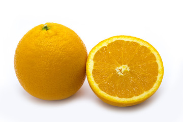 Image of Fresh orange fruits with slices isolated on white background. Fruit. Food.