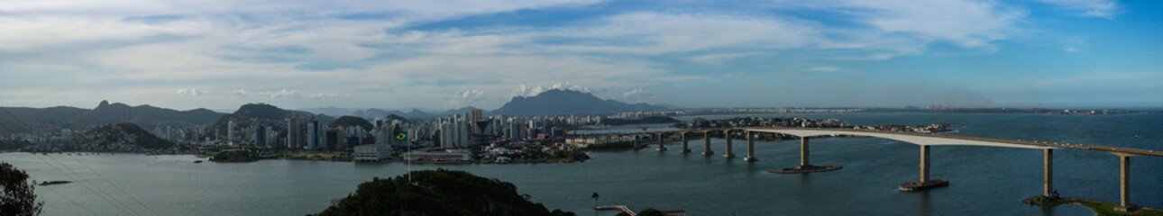 Fototapeta premium Bridge between cities - Terceira ponte em Vila Velha e Vitória (View of the third bridge that connects Vila Velha to Vitória - Brazil)